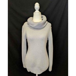 Light grey oversized sweater cowl neck with bows, long sleeve